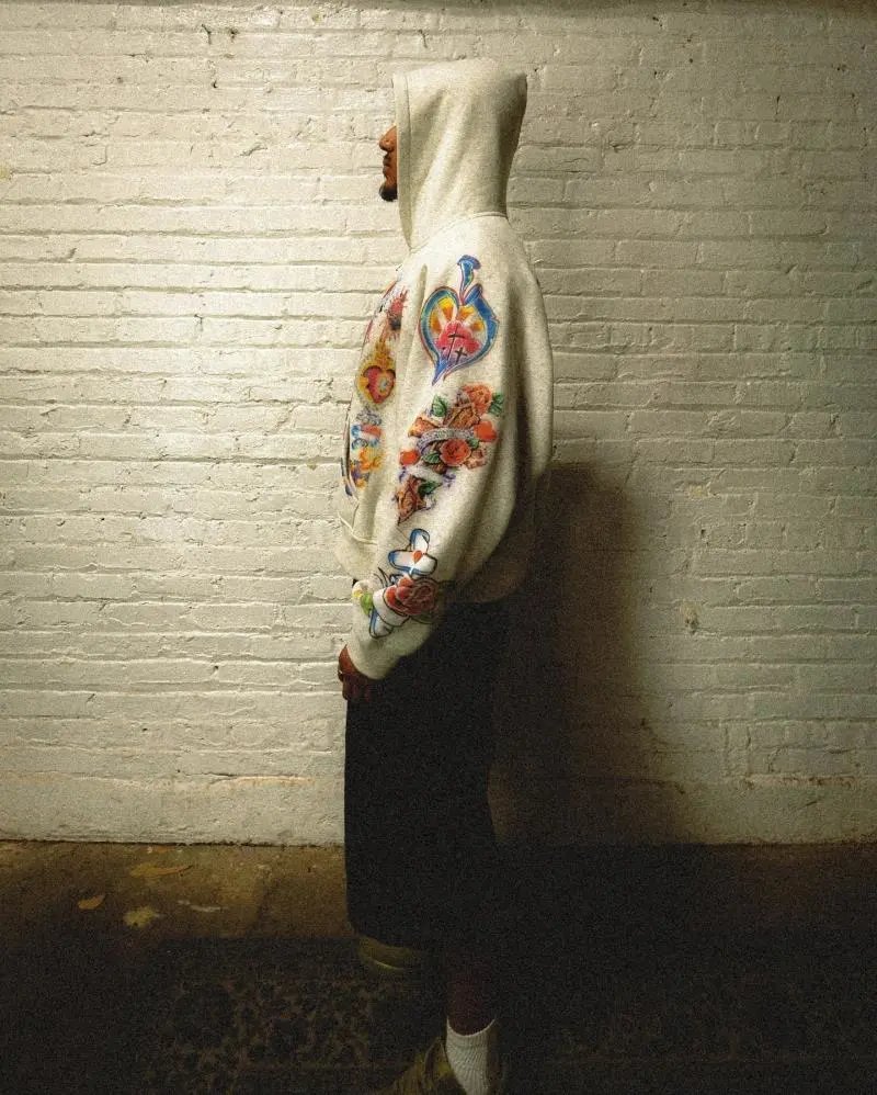 RIPNDIP x宗教印花 Cropped Zip-Up Hoodie Beige - 9