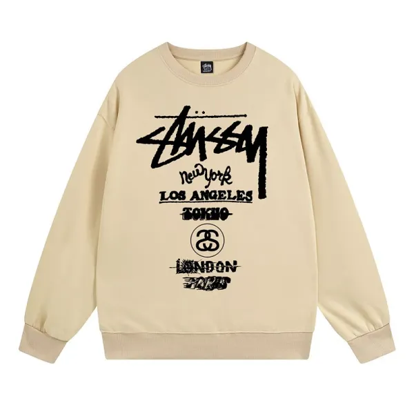 Stüssy World Tour Crewneck Beige Hoodie - 1