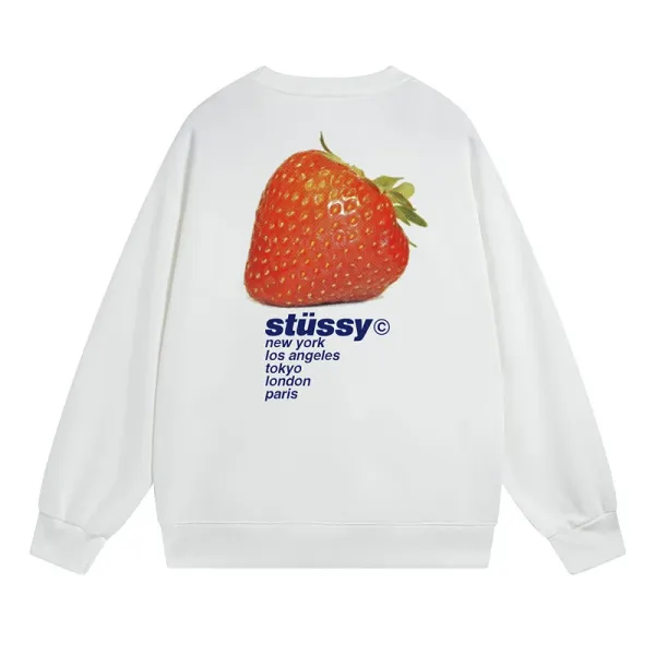 Stüssy Strawberry Print White Hoodie - 1