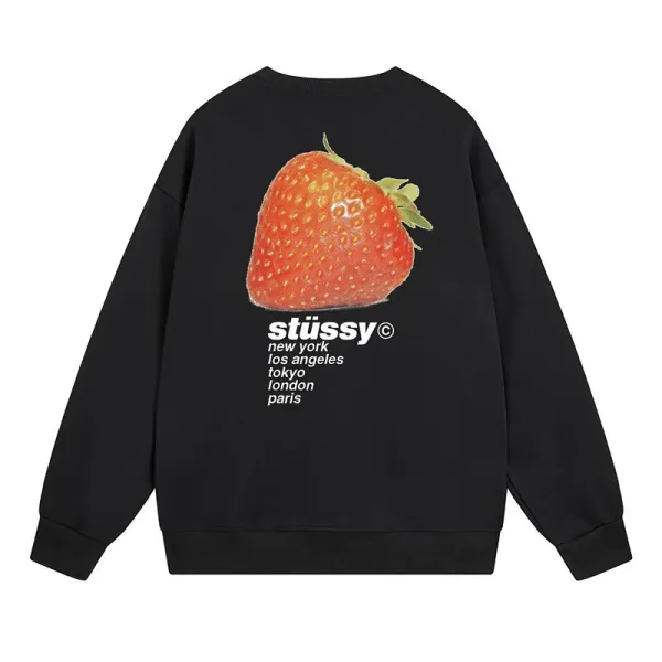 Stüssy Strawberry Print Black Hoodie - 1