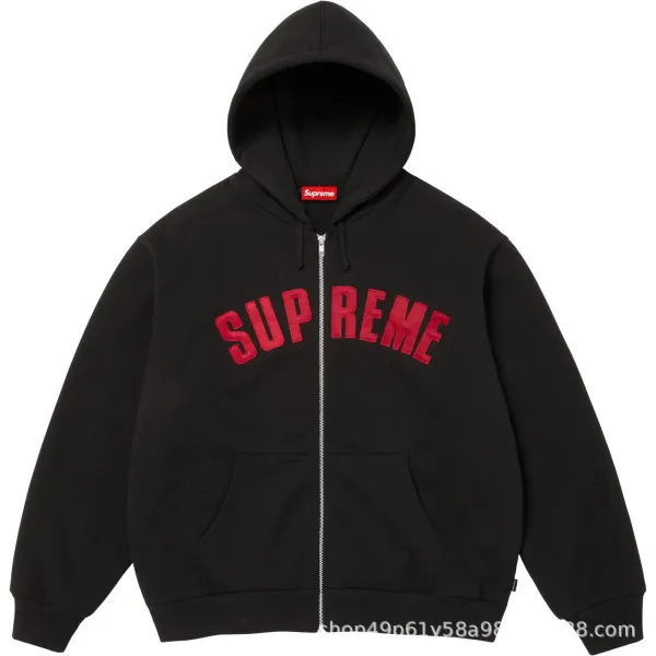 Supreme Arch Logo Zip-Up Hoodie Black - 1
