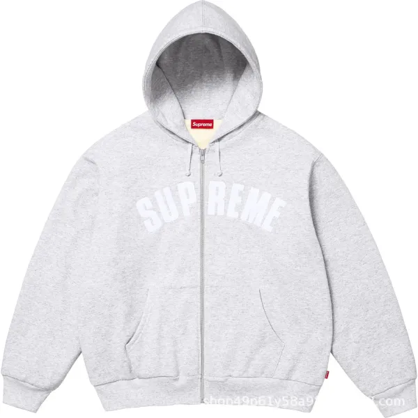 Supreme Arch Logo Zip-Up Hoodie Heather Gray - 1