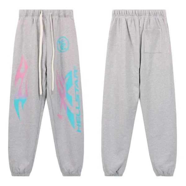Hellstar Flame Graphic Sweatpants Gray - 1