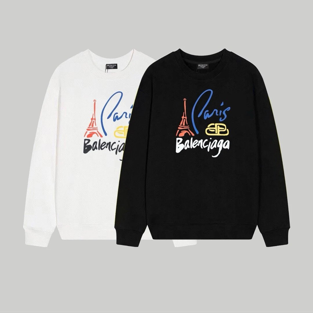 Balenciaga Logo Print Black Hoodie - 38