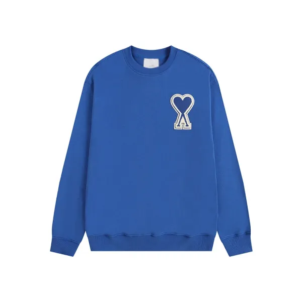 Ami Paris Heart Logo Sweatshirt Blue Hoodie - 1