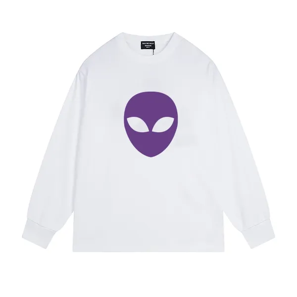 Balenciaga Alien Face Purple Print Long-Sleeve T-Shirt - 1