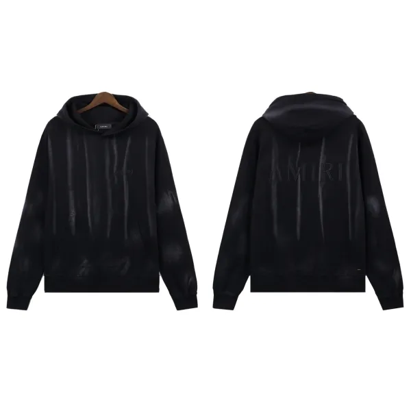 Amiri Distressed Black Hoodie - 1