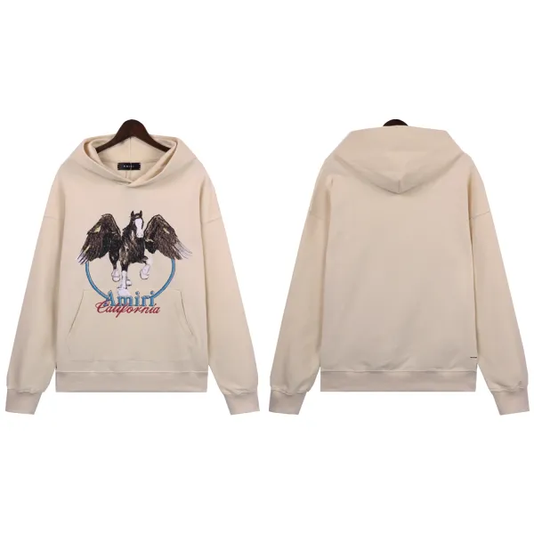 Amiri Winged Horse Graphic Beige Hoodie - 1