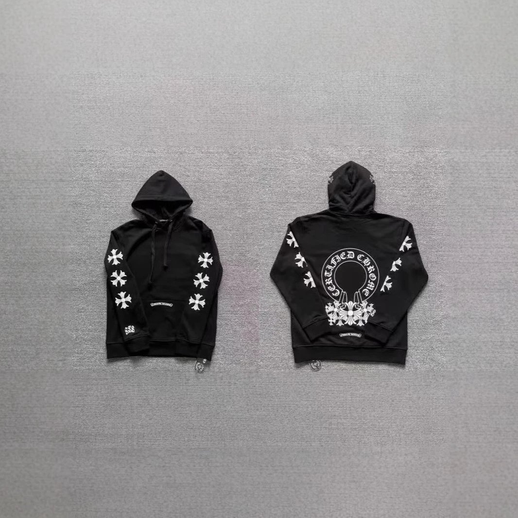 Chrome Hearts Hoodie Black Embroidered Logo Zip-Up Hoodie - 6