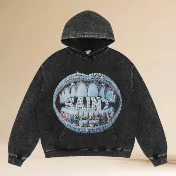 SAINT LAURENT x The Rolling Stones 'Mouth' Acid Wash Hoodie - 1
