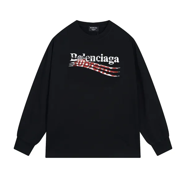 Balenciaga x Supreme Distressed Logo Long-Sleeve T-Shirt Black - 1