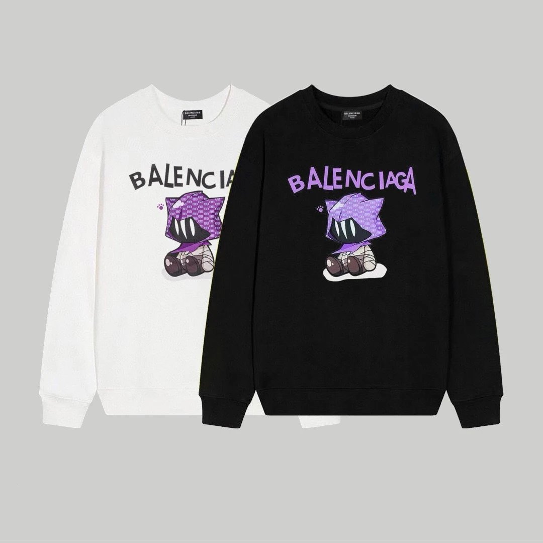 Balenciaga Logo Print Black Hoodie - 25