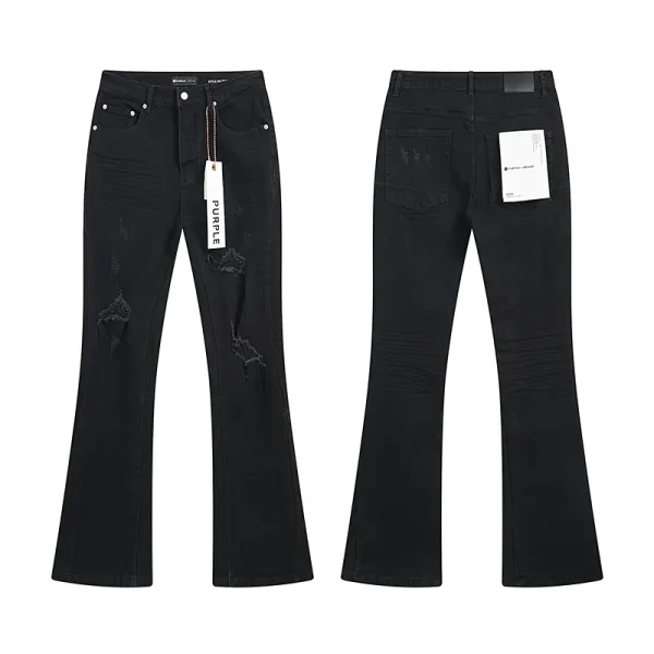 PURPLE Flare Jeans Distressed, Floral Appliqué, Logo Print, and Cargo Styles Denim - 2