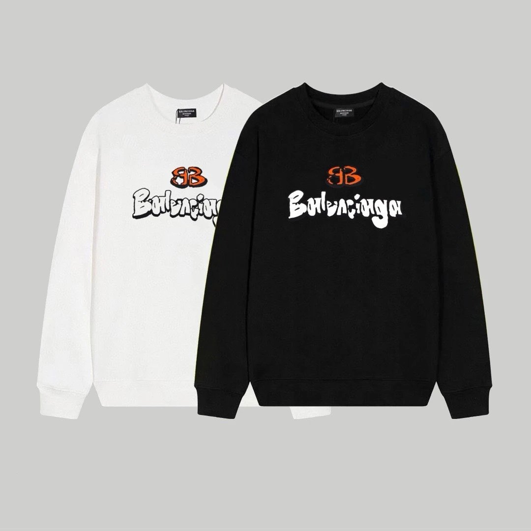 Balenciaga Logo Print Black Hoodie - 39
