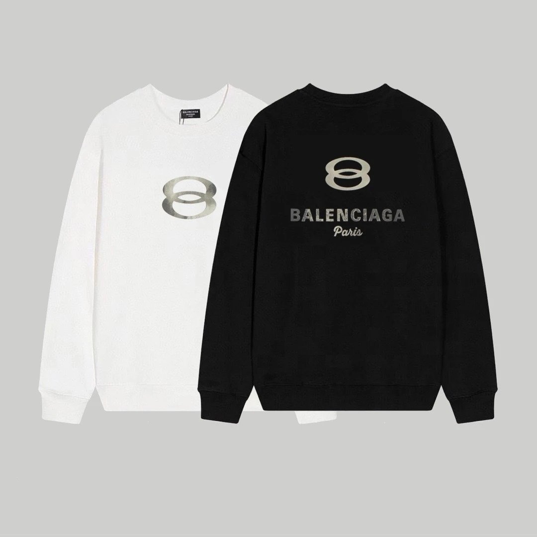 Balenciaga Logo Print Black Hoodie - 46