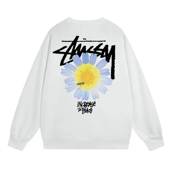 Stüssy Daisy Print Oversized Hoodie White - 1