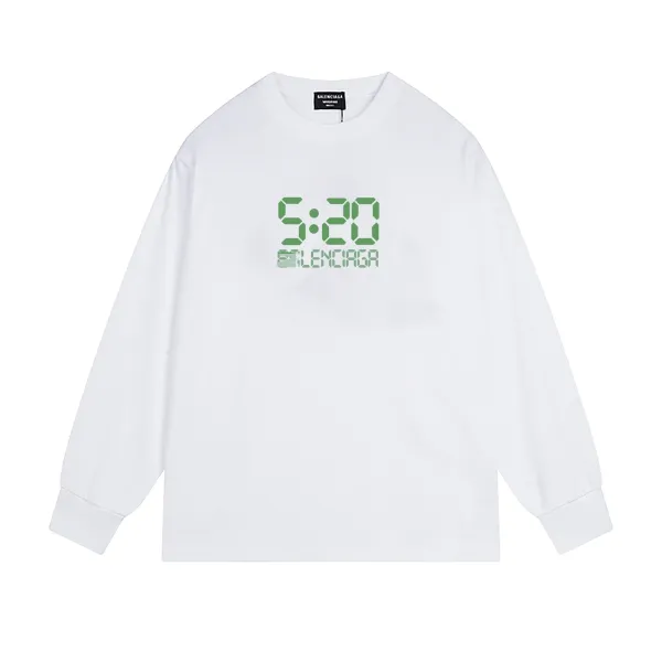 Balenciaga Digital Clock Print Long-Sleeve T-Shirt White - 1