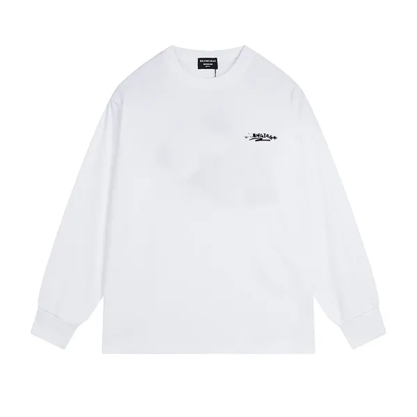 Balenciaga Logo Print Long-Sleeve T-Shirt White - 1
