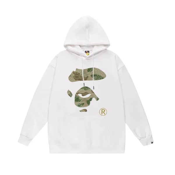 A Bathing Ape Camo Ape Head White Hoodie - 1