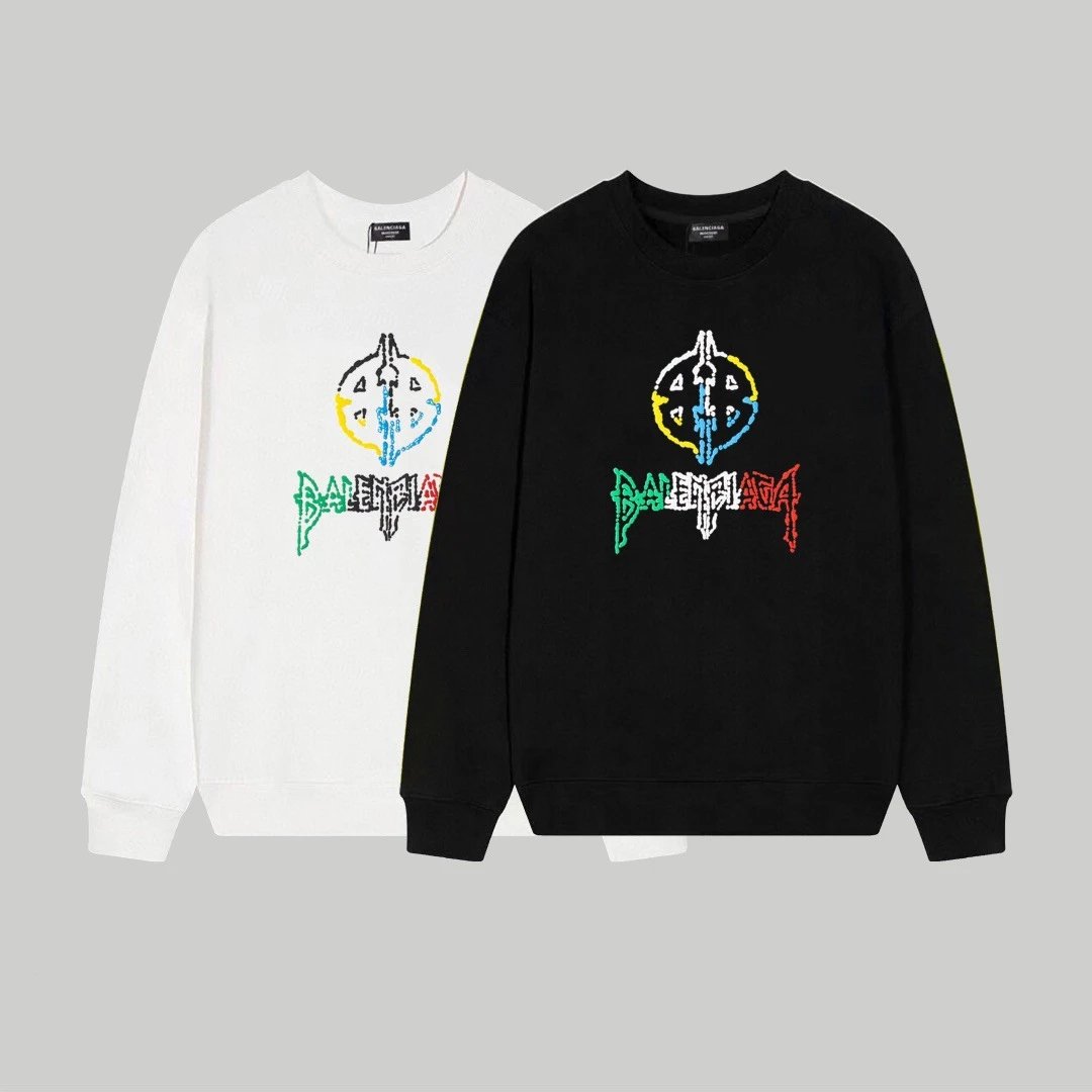 Balenciaga Logo Print Black Hoodie - 34