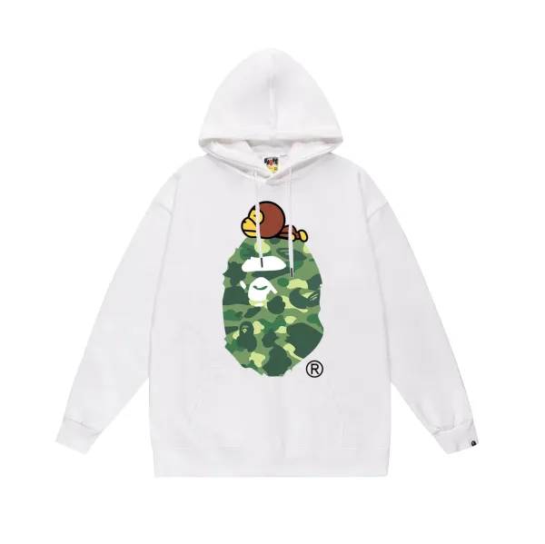 A Bathing Ape Camo Ape Head Hoodie White - 1
