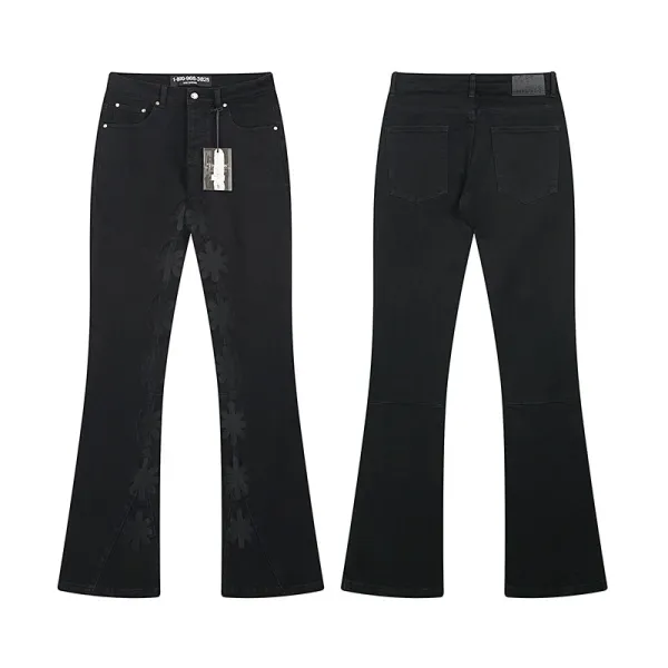 Off-White x Virgil Abloh Floral Embroidered Black Flared Jeans - 1