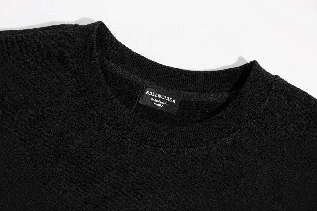Balenciaga Logo Print Black Hoodie - 48