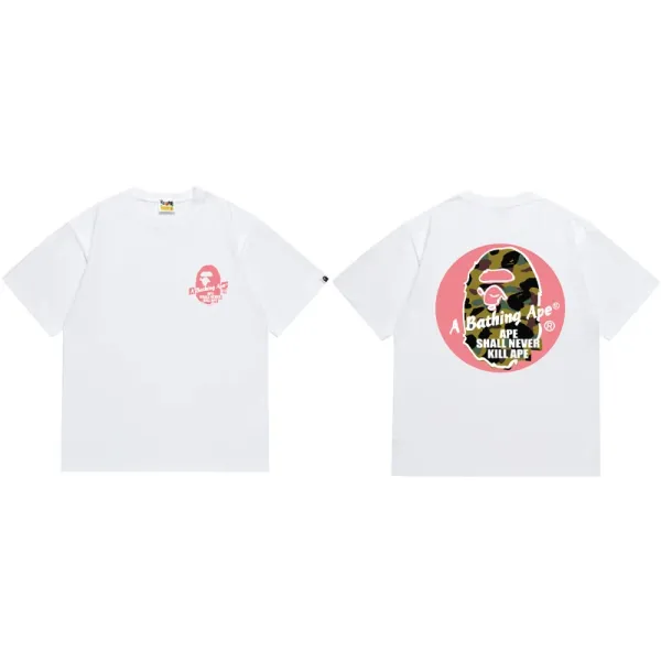 A Bathing Ape Camo Ape Head Pink Circle T-Shirt White - 1