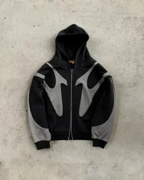 Off-White™ Abstract Graphic Zip-Up Hoodie Black/Gray - 1