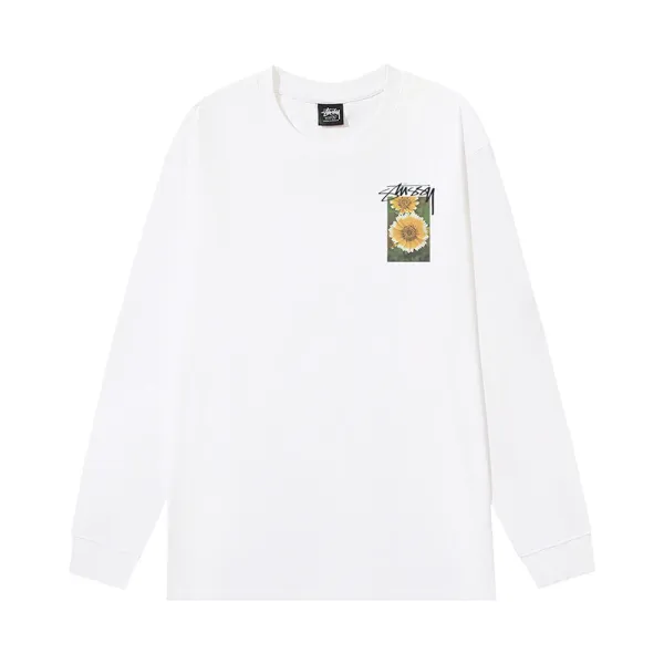 Stüssy Sunflower Print Long Sleeve T-Shirt White - 1