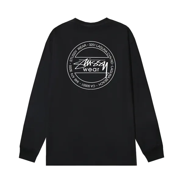 Stüssy Wear Circle Logo Long Sleeve T-Shirt Black - 1