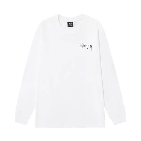 Stüssy Signature Script Long Sleeve T-Shirt White - 1