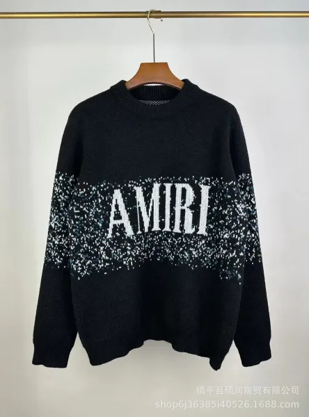 Amiri Logo Intarsia Knit Sweater Black - 1