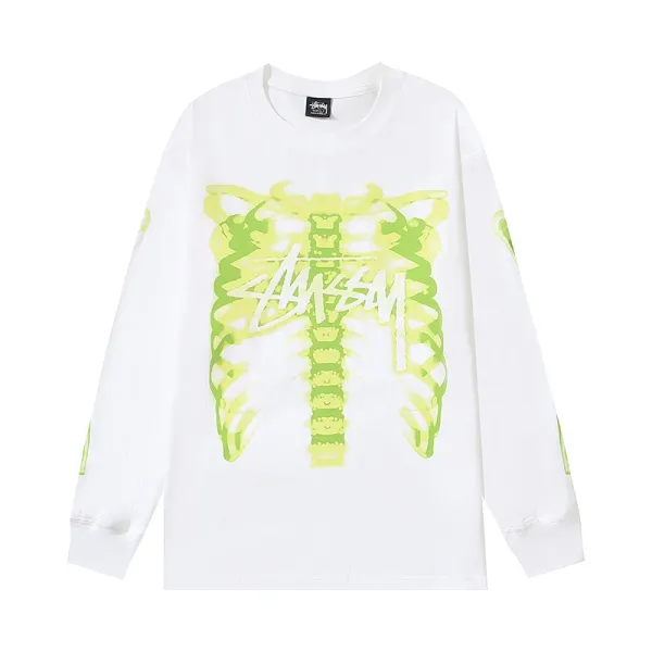 Stüssy Ribcage Graphic Long-Sleeve T-Shirt White - 1