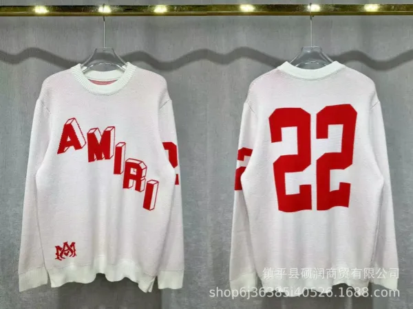Amiri 3D Logo Knit Sweater White Red - 1