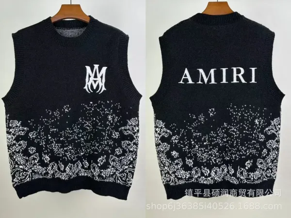 Amiri Floral Knit Vest Black - 1
