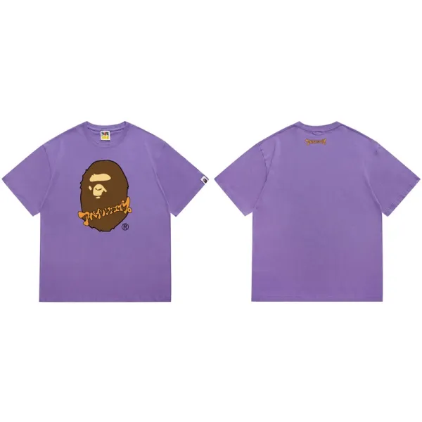 A Bathing Ape ABC Camo Ape Head Purple T-Shirt - 1