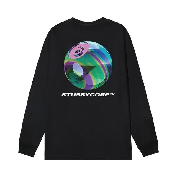 Stüssy Corp Holographic Ball Long-Sleeve T-Shirt Black - 1