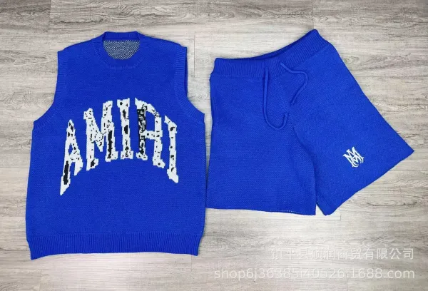 Amiri Knit Vest and Shorts Set Royal Blue - 1
