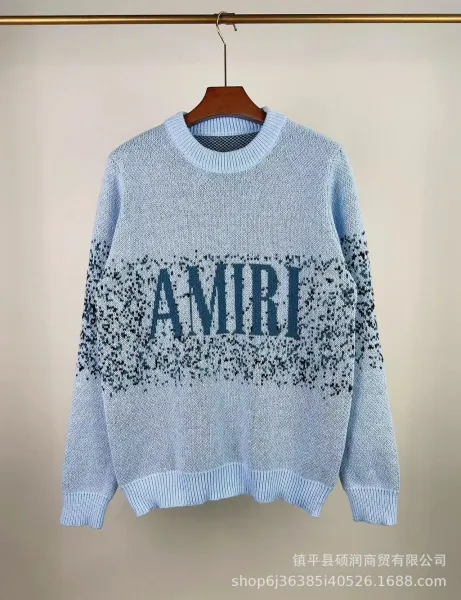 Amiri Gradient Logo Knit Sweater Light Blue - 1