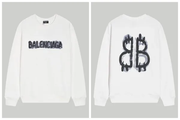 Balenciaga Spray-Paint Logo Hoodie White - 1
