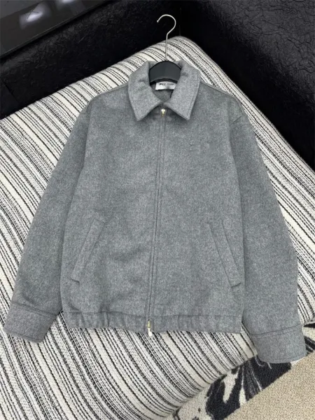 Miu Miu Wool-Blend Zip-Up Jacket Gray Outerwear - 4