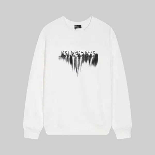Balenciaga Distorted Logo White Hoodie - 1
