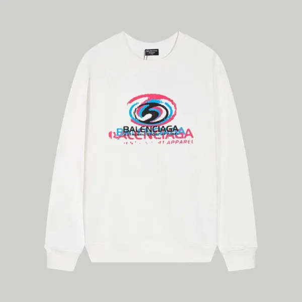 Balenciaga Sport Logo Print White Hoodie - 1