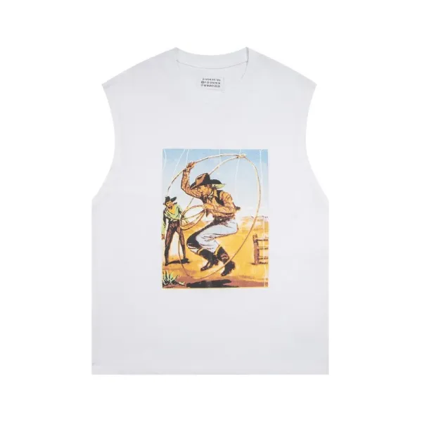 Maison Margiela x Western Art Print Sleeveless T-Shirt White - 1