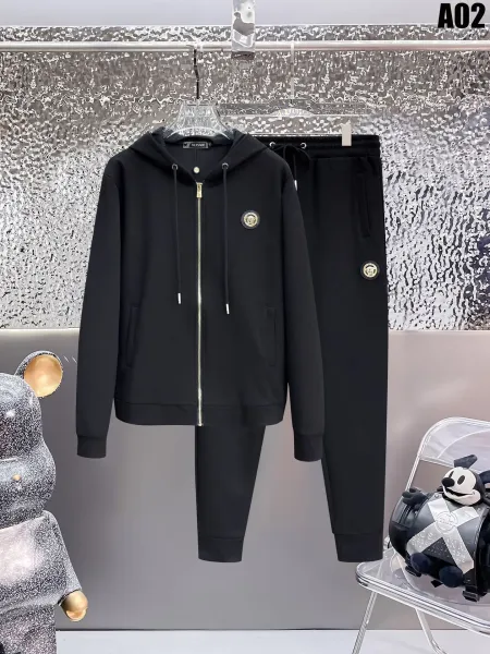 Versace Medusa Logo Black Full-Zip Hoodie and Sweatpants Tracksuit - 1