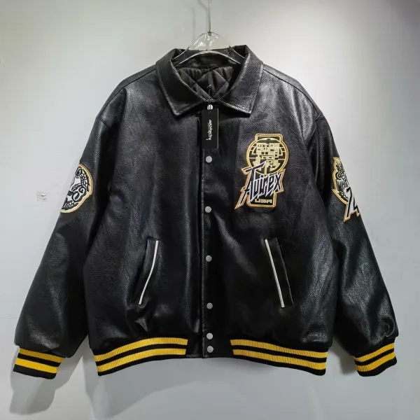 A-Cold-Wall* x Airfix Leather Varsity Jacket Black/Yellow - 1