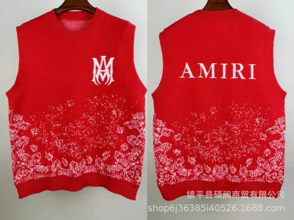 Amiri Floral Knit Vest Red - 1