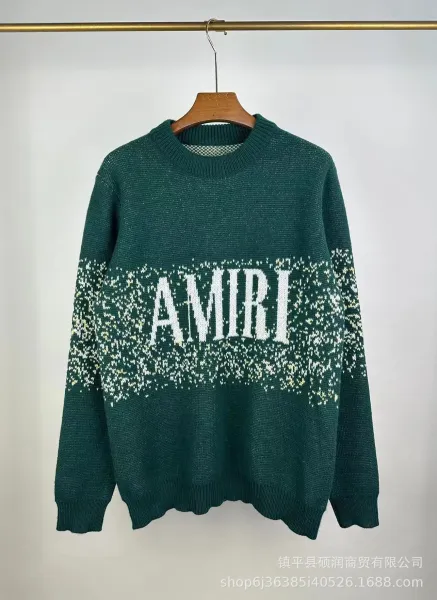Amiri Logo Intarsia Knit Sweater Forest Green - 1