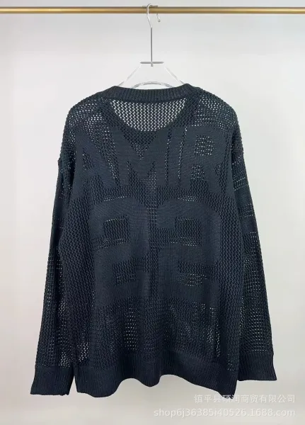 Design Mesh Knit Oversized Sweater Black - 1